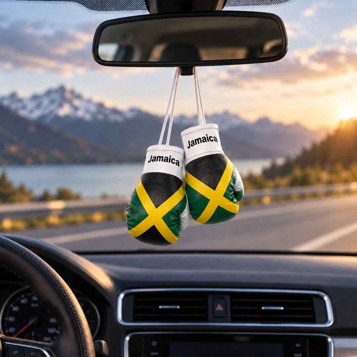 Mini Boxing Gloves Car Mirror Charm — Country Flag Edition
