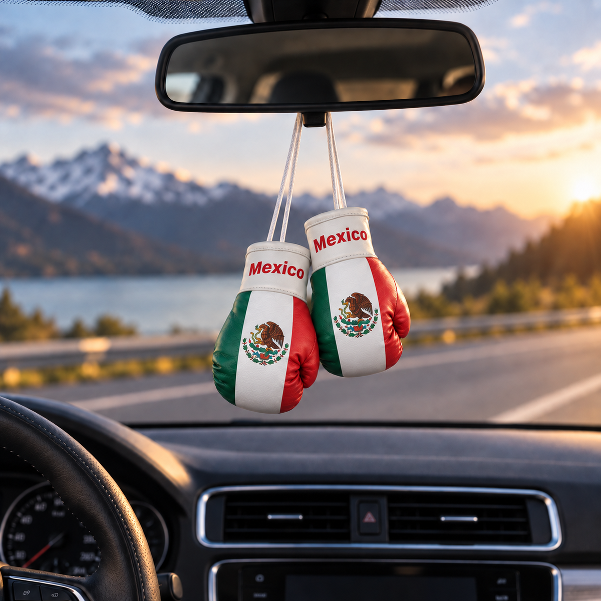 Mini Boxing Gloves Car Mirror Charm — Country Flag Edition