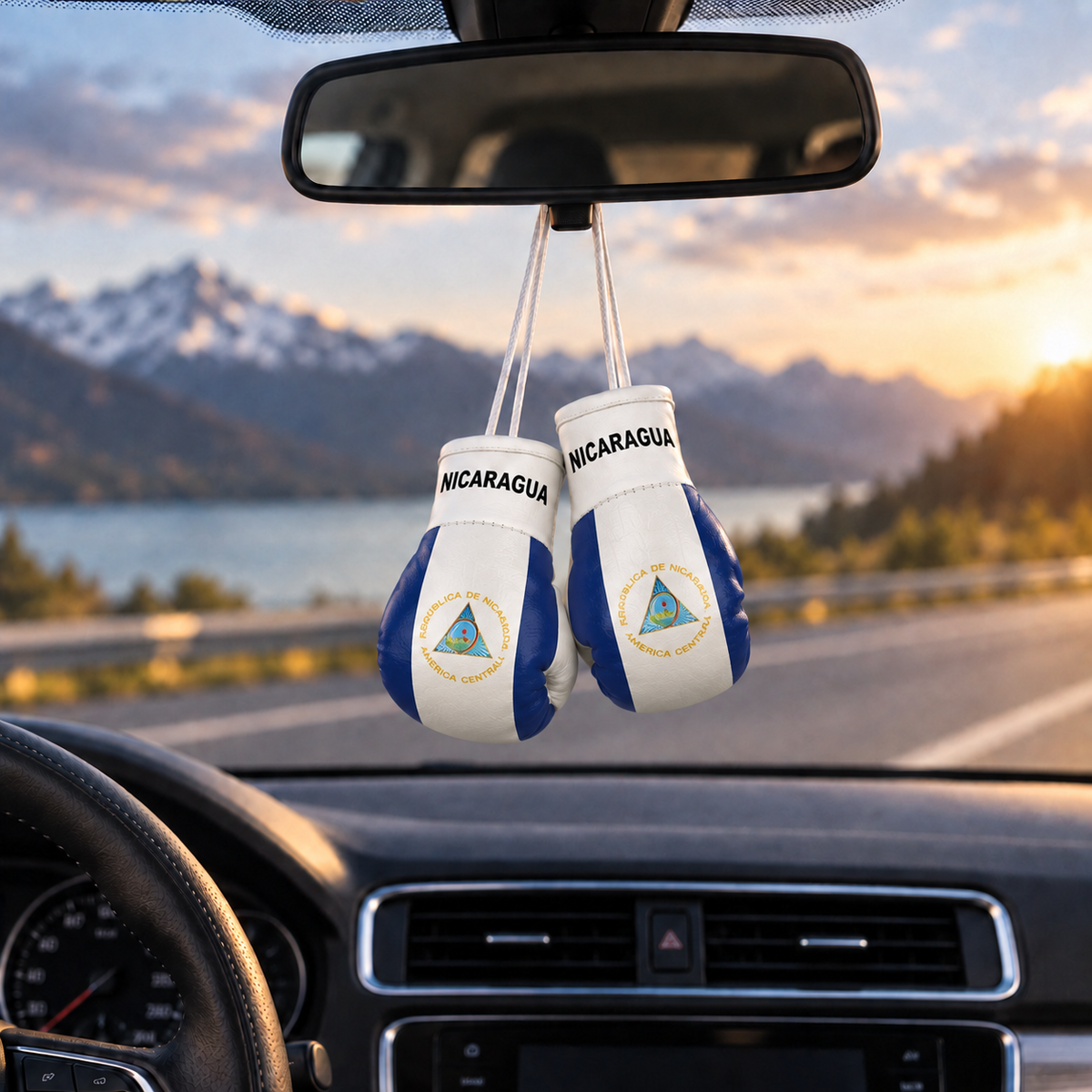 Mini Boxing Gloves Car Mirror Charm — Country Flag Edition