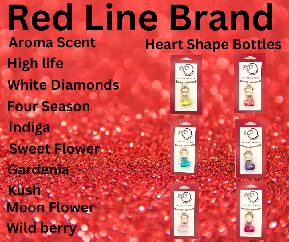 Red Line Brand Scent - Heart Shape Bottle Diffusers