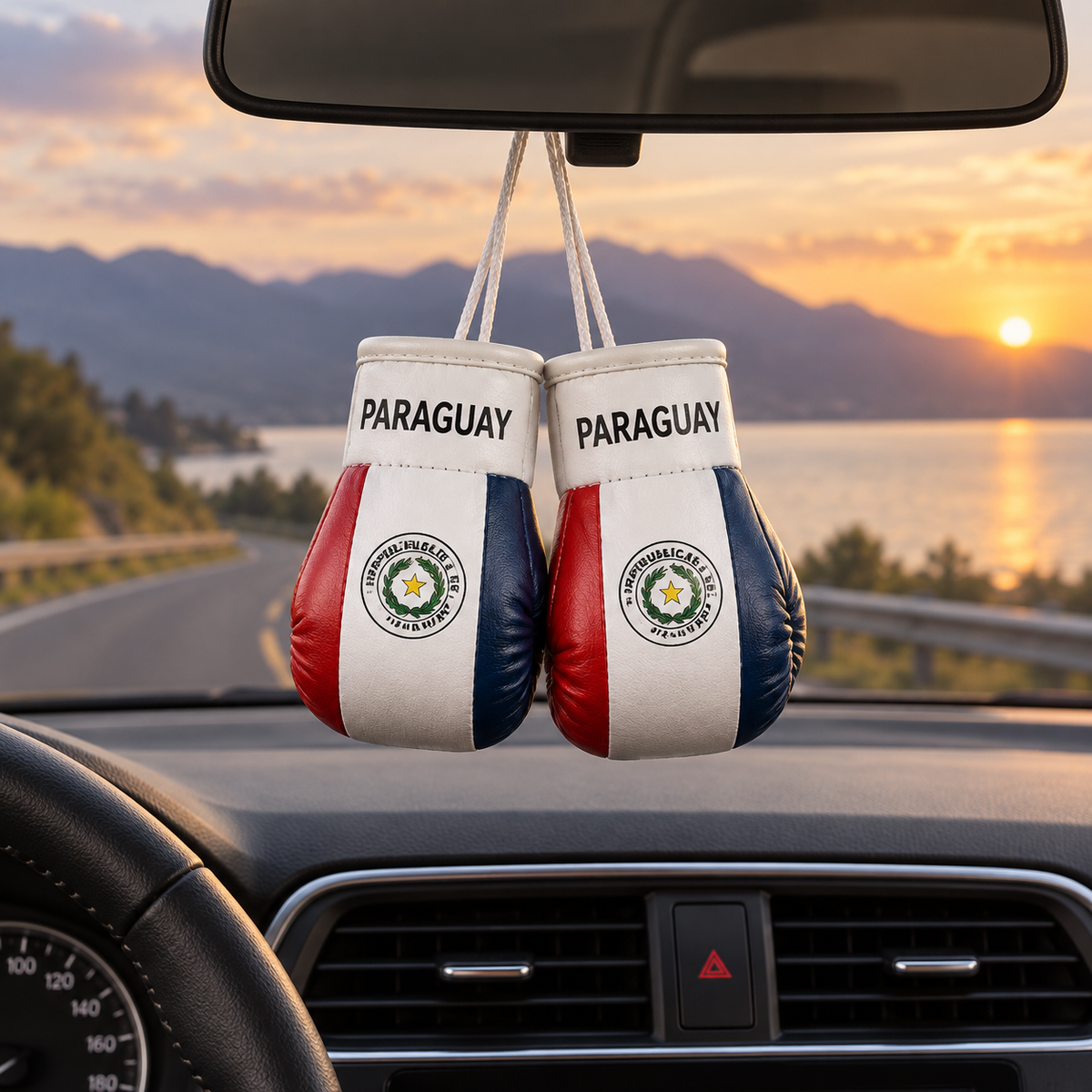 Mini Boxing Gloves Car Mirror Charm — Country Flag Edition