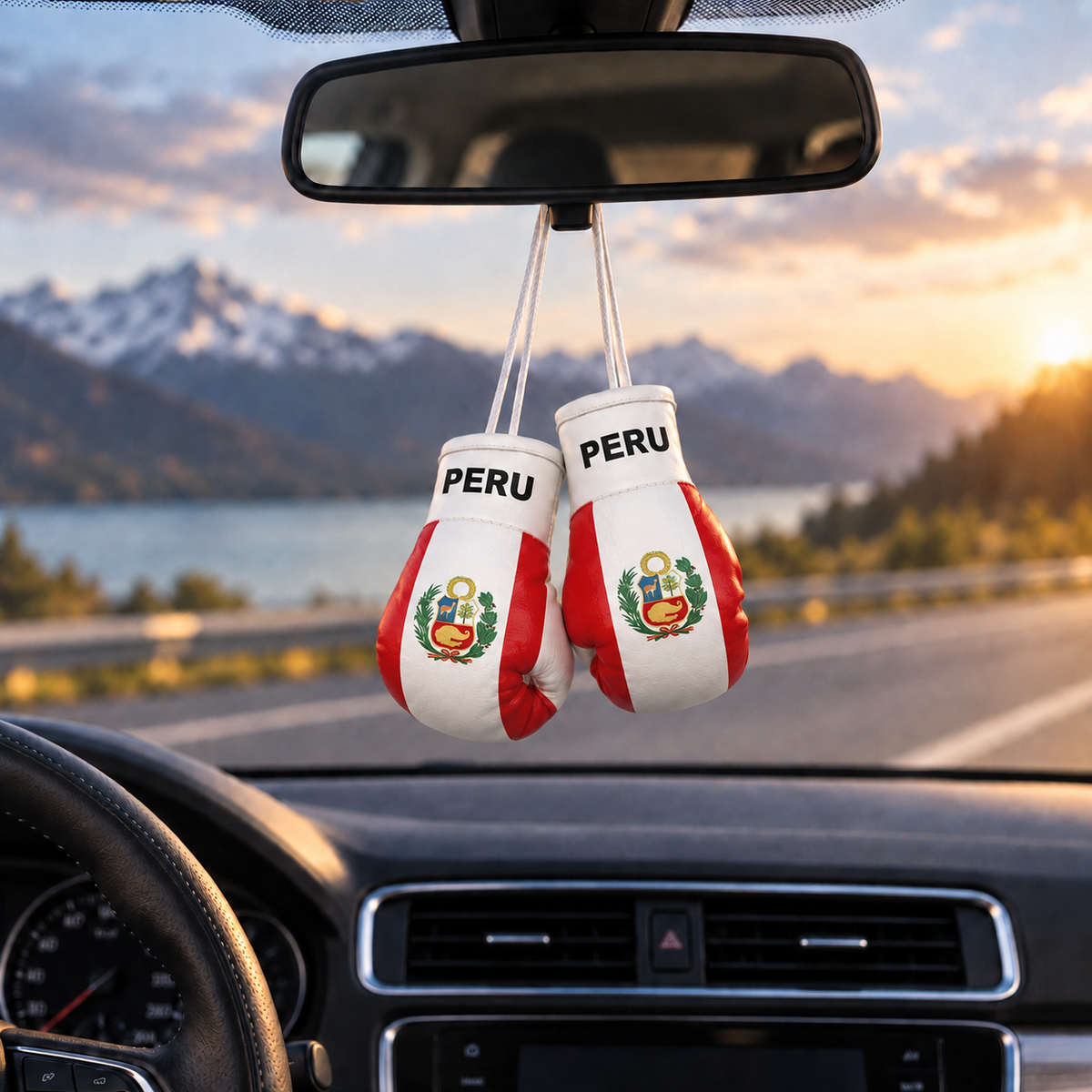 Mini Boxing Gloves Car Mirror Charm — Country Flag Edition