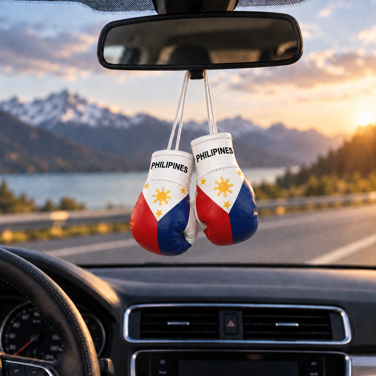 Mini Boxing Gloves Car Mirror Charm — Country Flag Edition