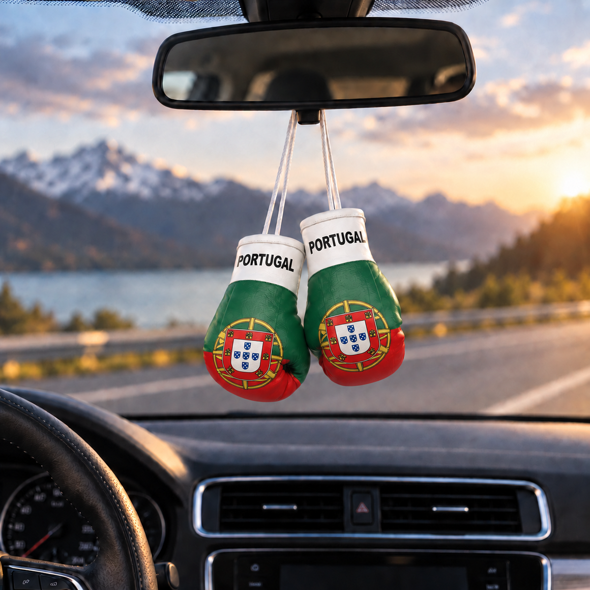 Mini Boxing Gloves Car Mirror Charm — Country Flag Edition