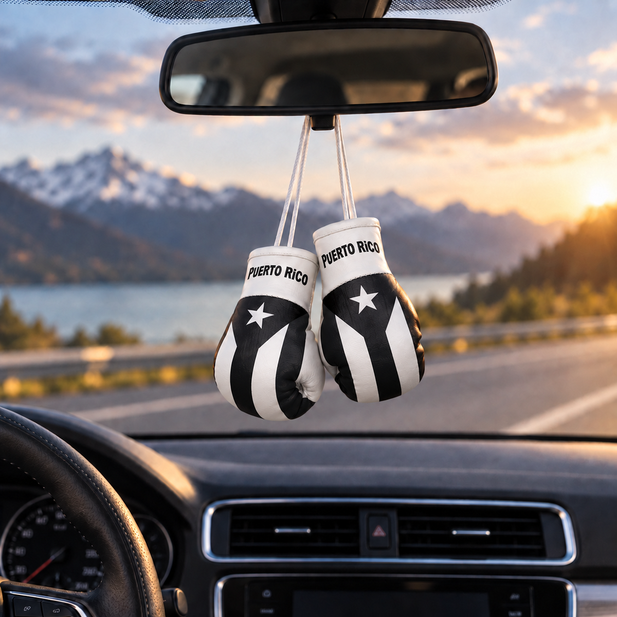 Mini Boxing Gloves Car Mirror Charm — Country Flag Edition