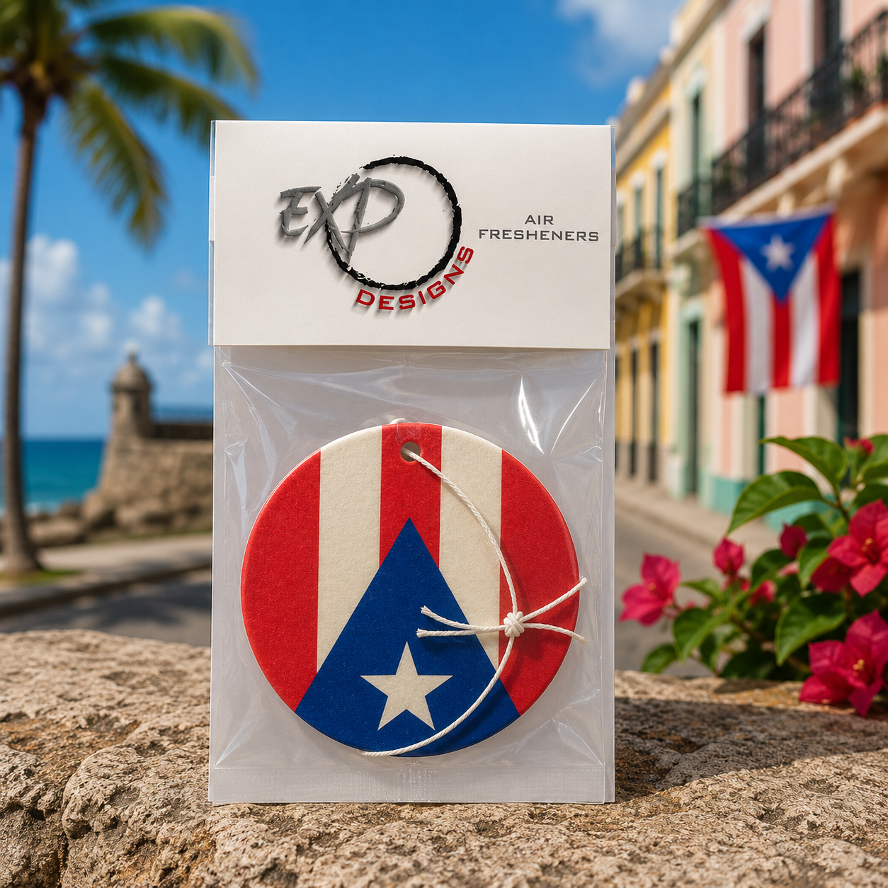 Puerto Rico Round Flag Freshener