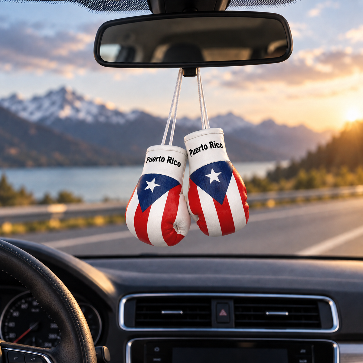 Mini Boxing Gloves Car Mirror Charm — Country Flag Edition