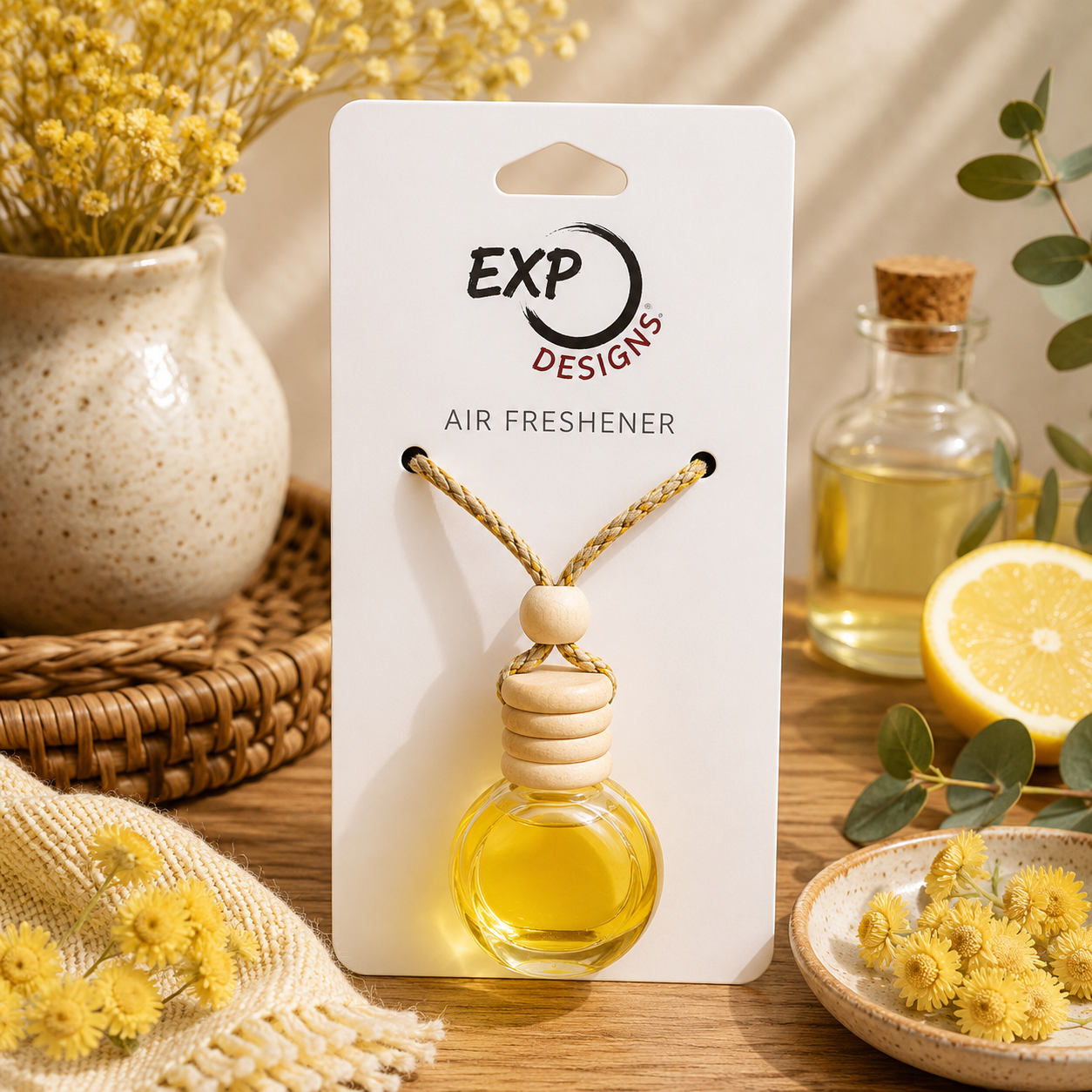 Round Wood Top Hanging Car Diffuser