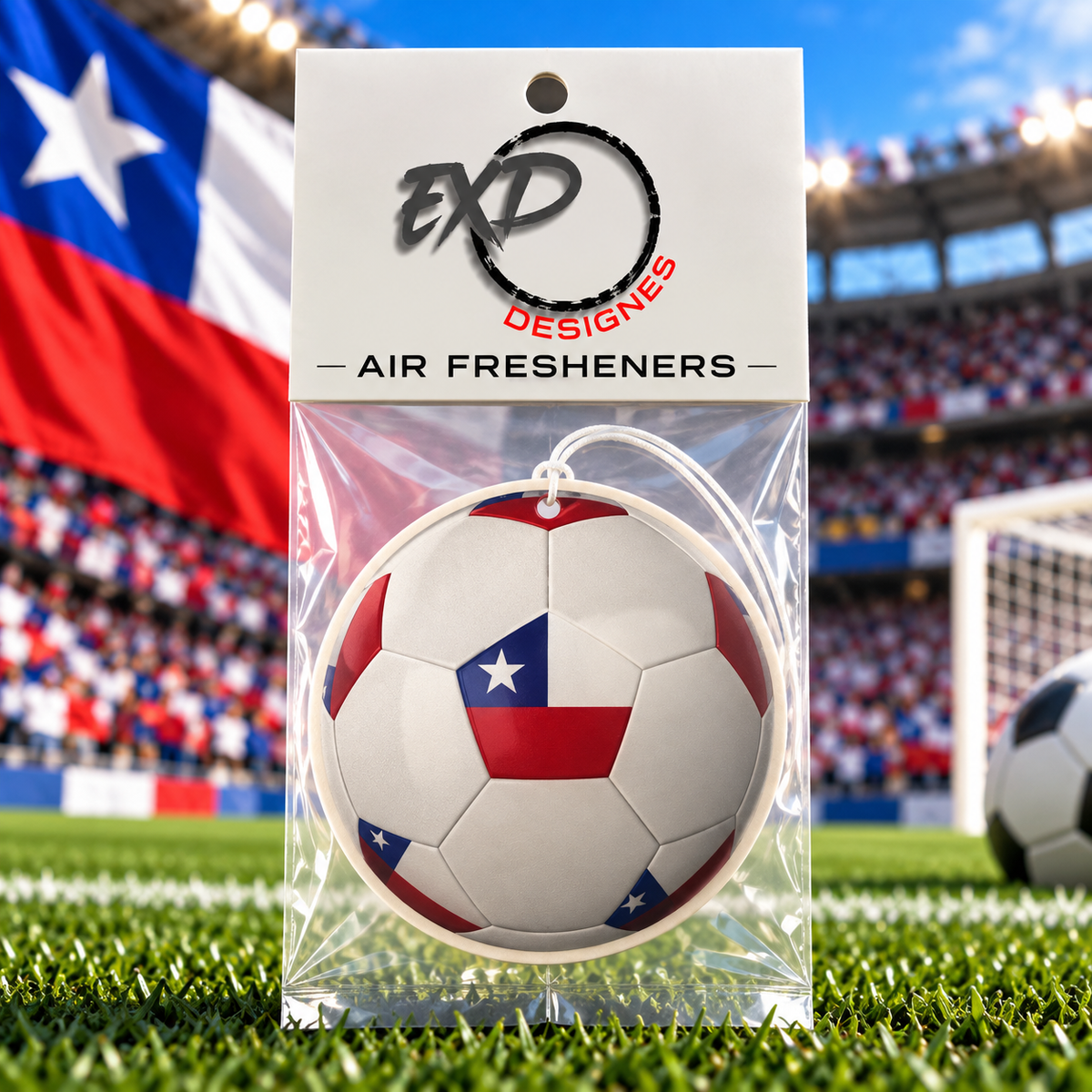 Country Flag Soccer Ball Car Air Freshener – Cherry Scented