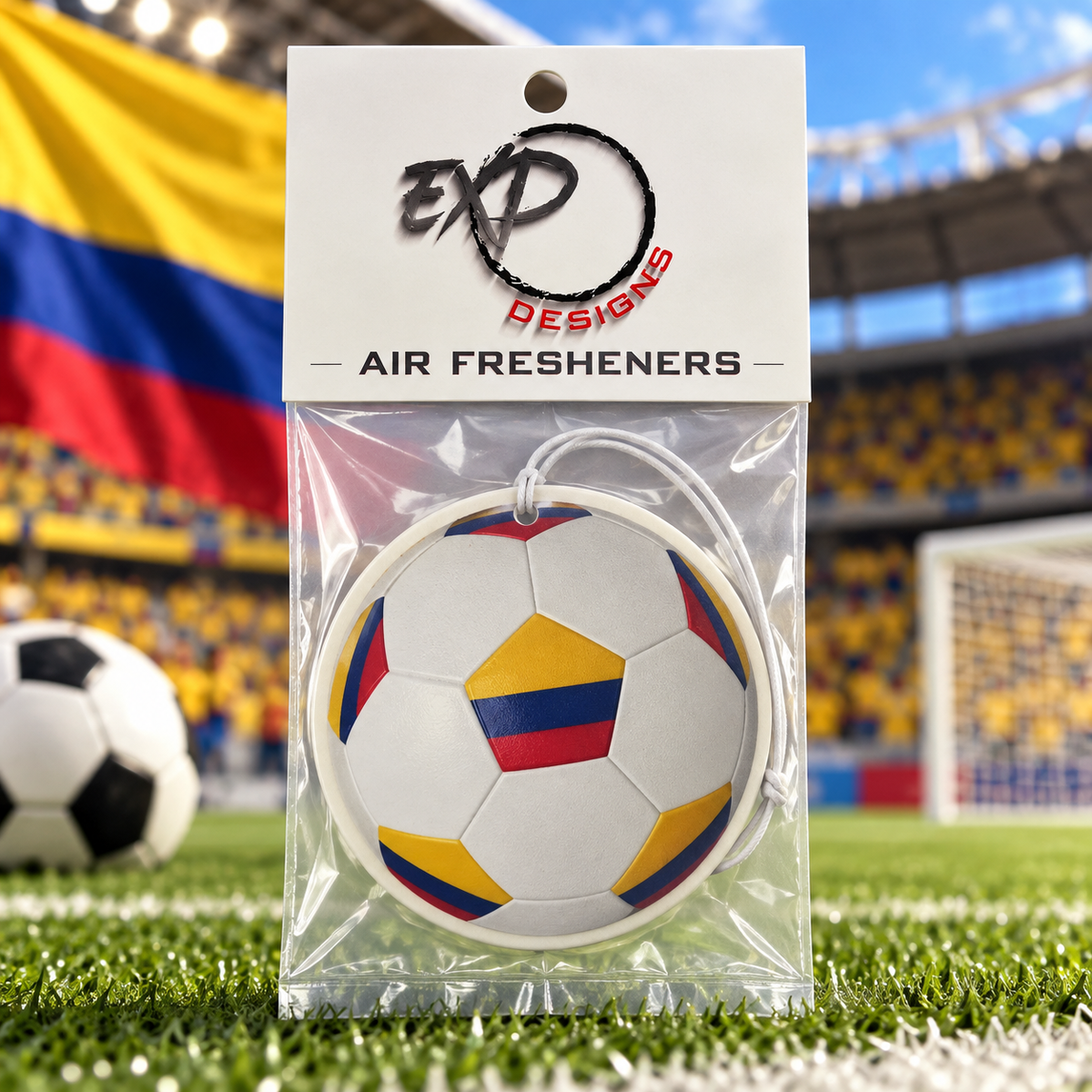 Country Flag Soccer Ball Car Air Freshener – Cherry Scented