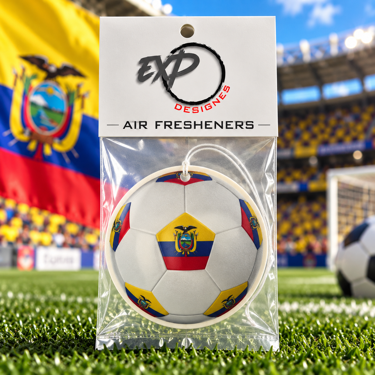 Country Flag Soccer Ball Car Air Freshener – Cherry Scented