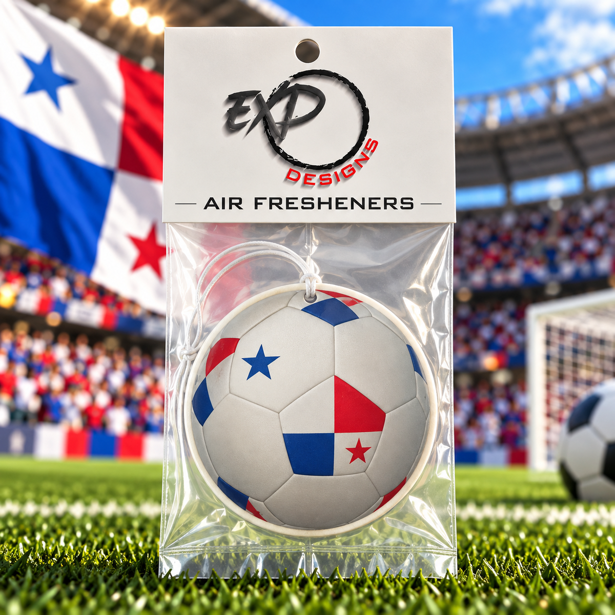 Country Flag Soccer Ball Car Air Freshener – Cherry Scented