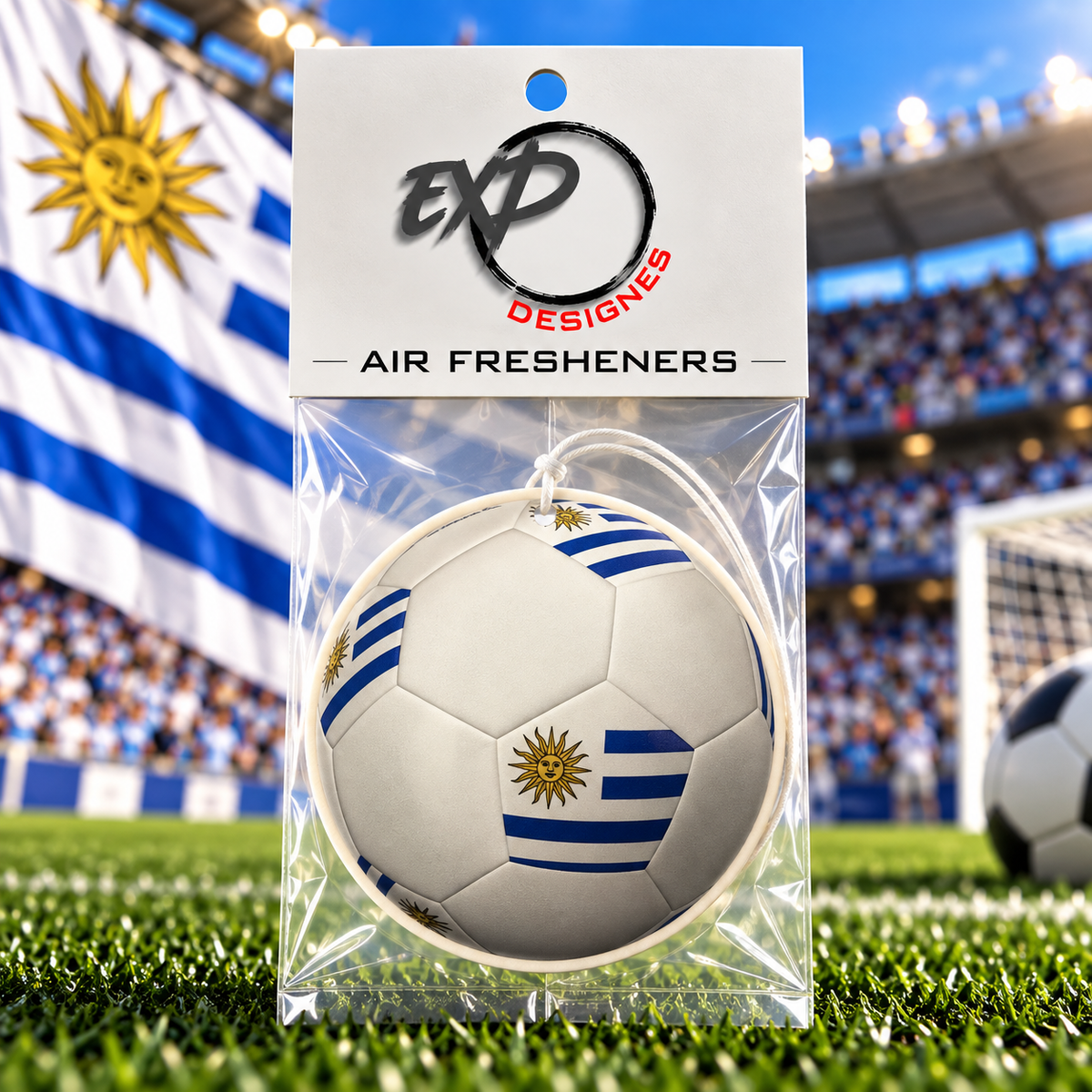 Country Flag Soccer Ball Car Air Freshener – Cherry Scented