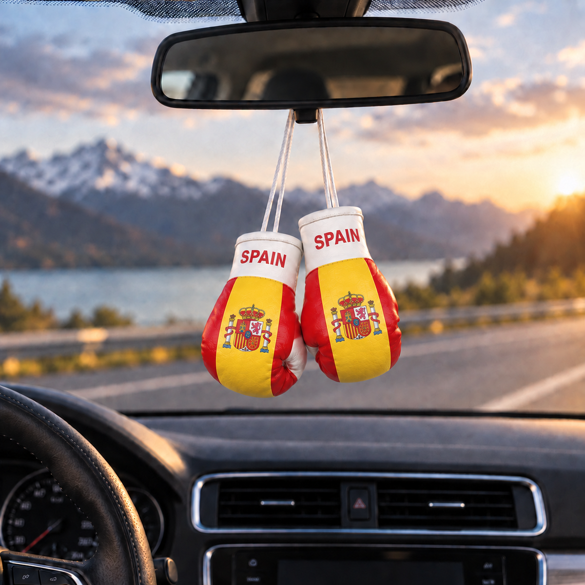 Mini Boxing Gloves Car Mirror Charm — Country Flag Edition