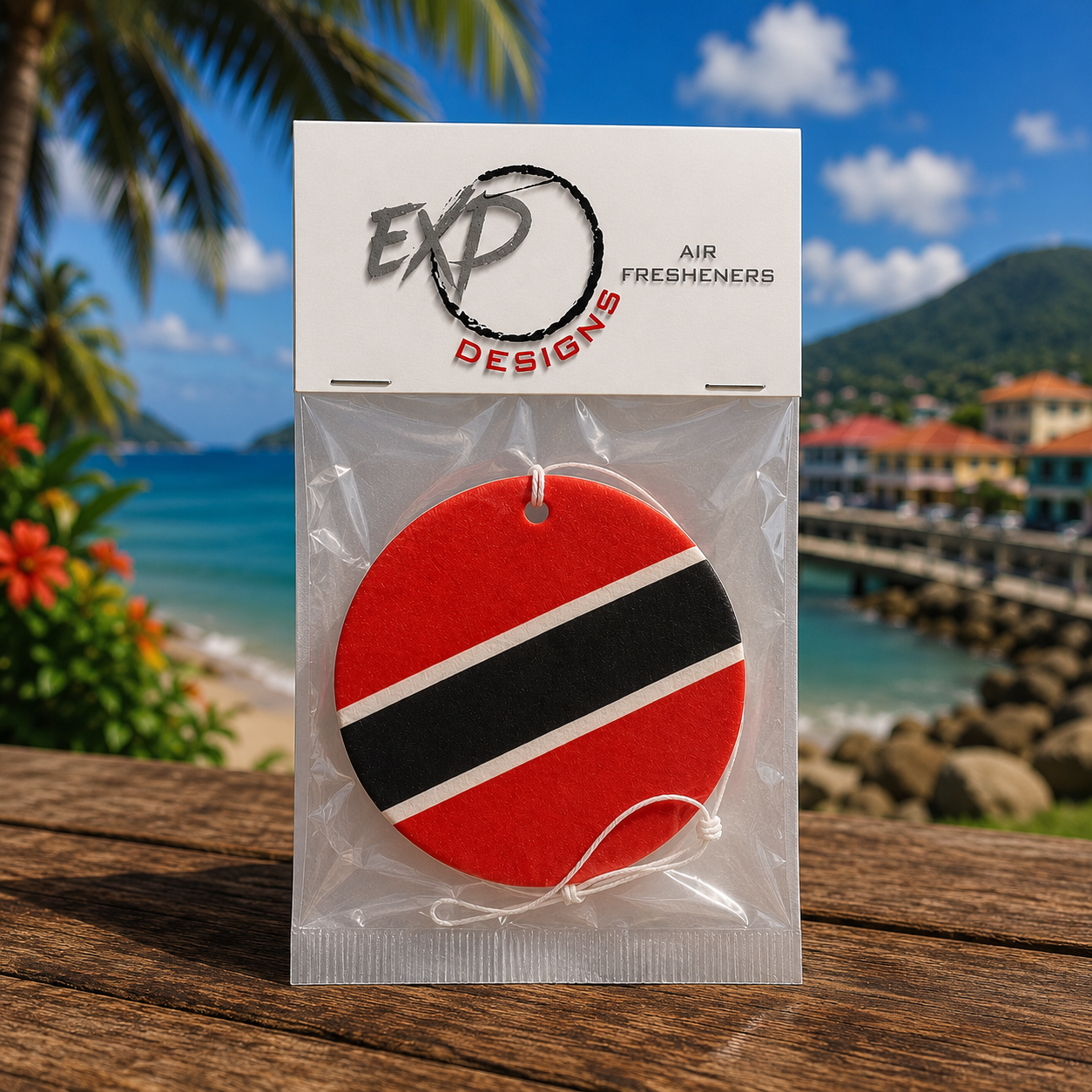 Trinidad and Tobago Round Flag Car Air Freshener