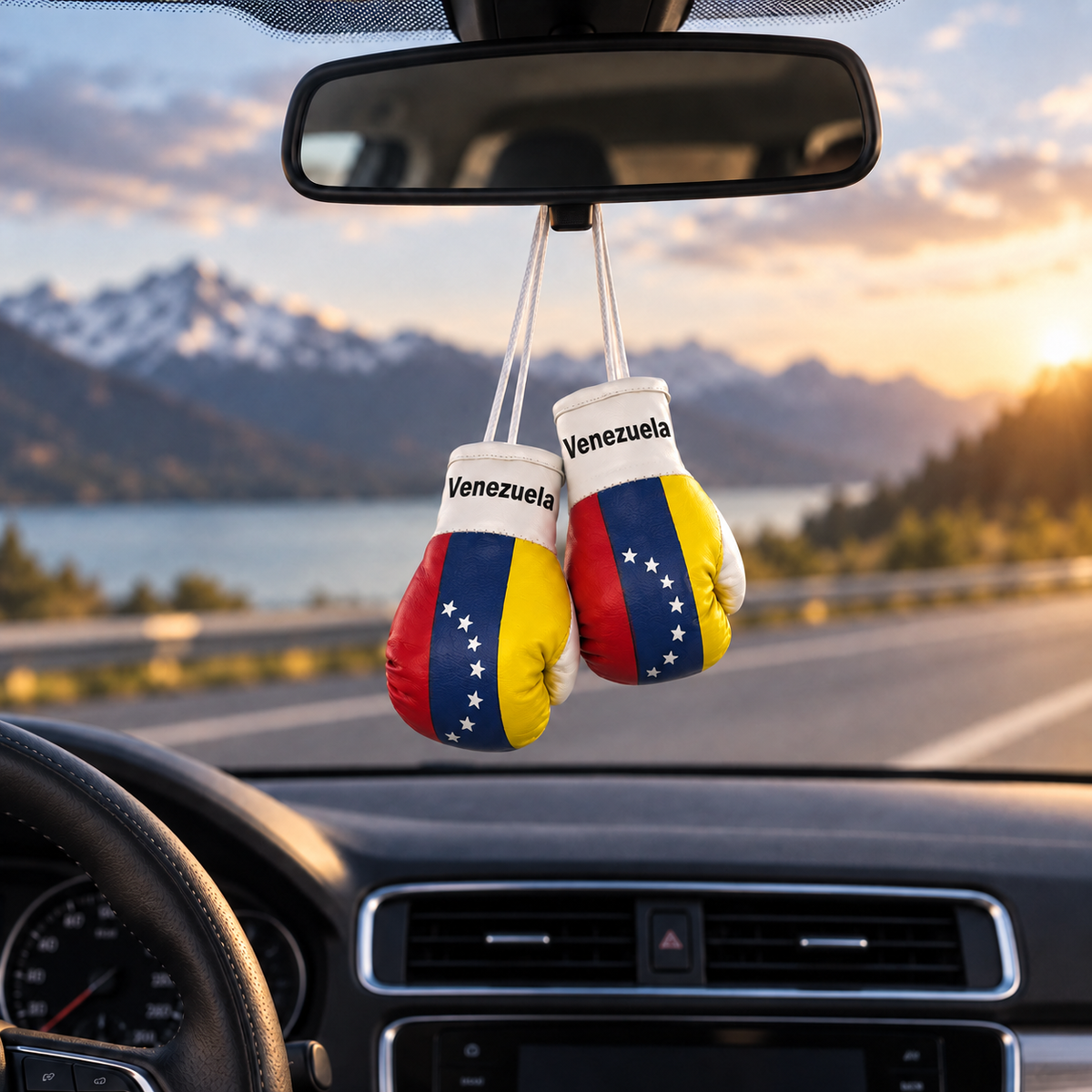 Mini Boxing Gloves Car Mirror Charm — Country Flag Edition