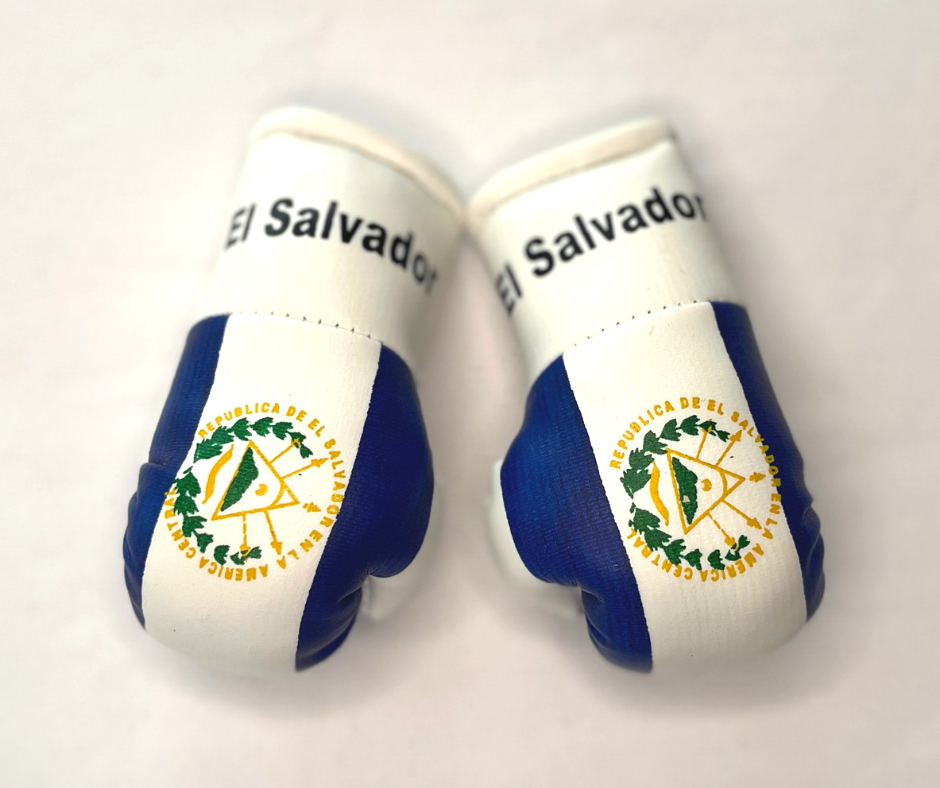 Mini guantes de boxeo con banderas de países colgando