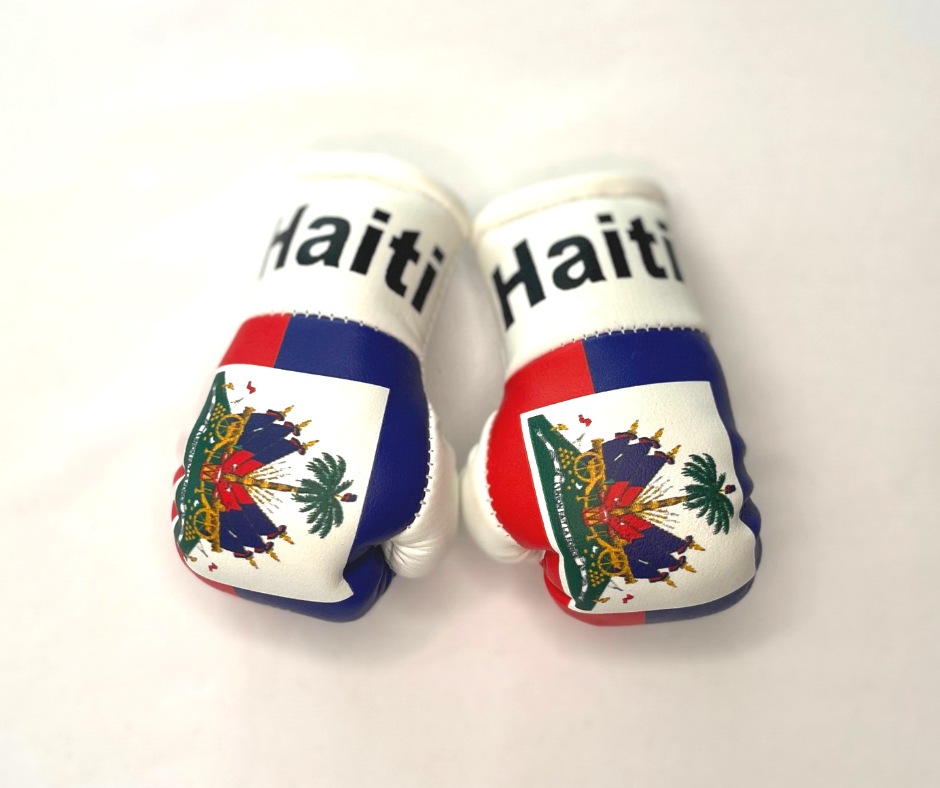 Mini guantes de boxeo con banderas de países colgando